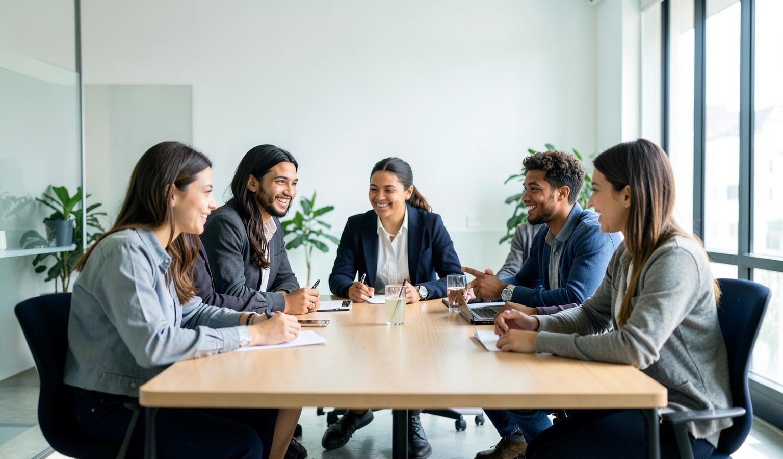 A team exchanging ideas at work